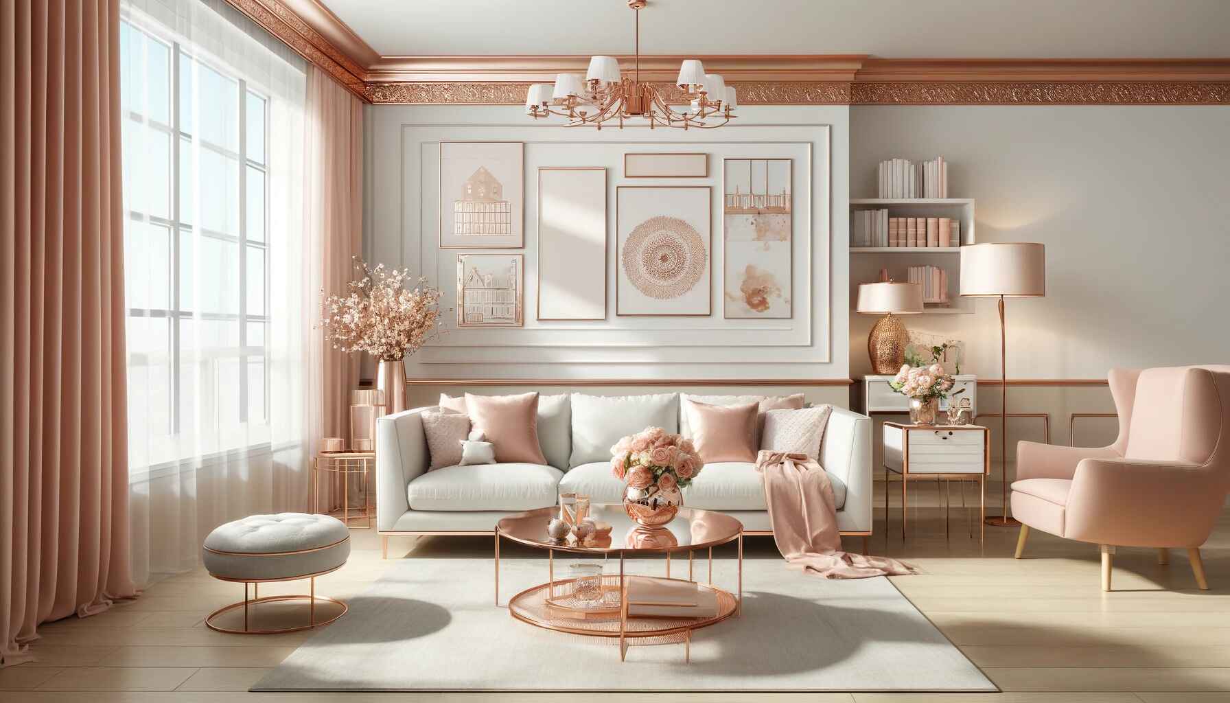 A-beautifully-decorated-living-room-featuring-rose-gold-home-decor