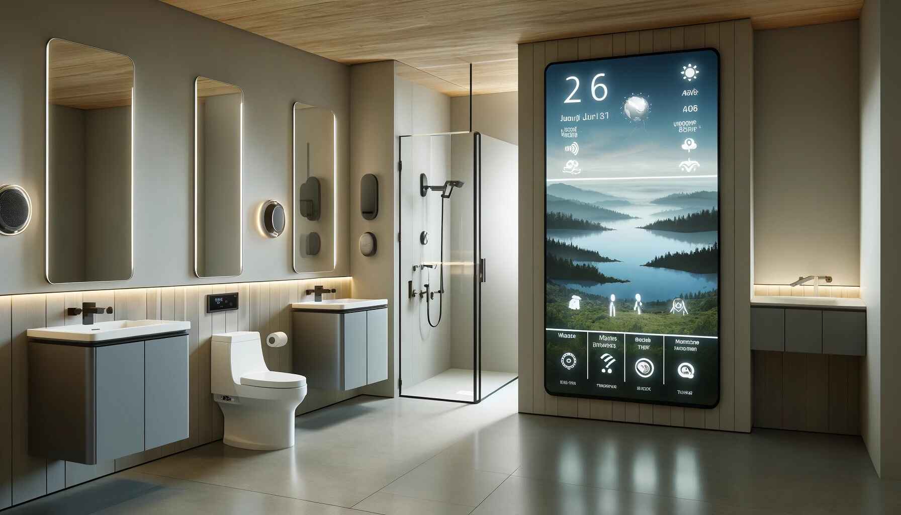 modern washroom interior showcasing smart technology