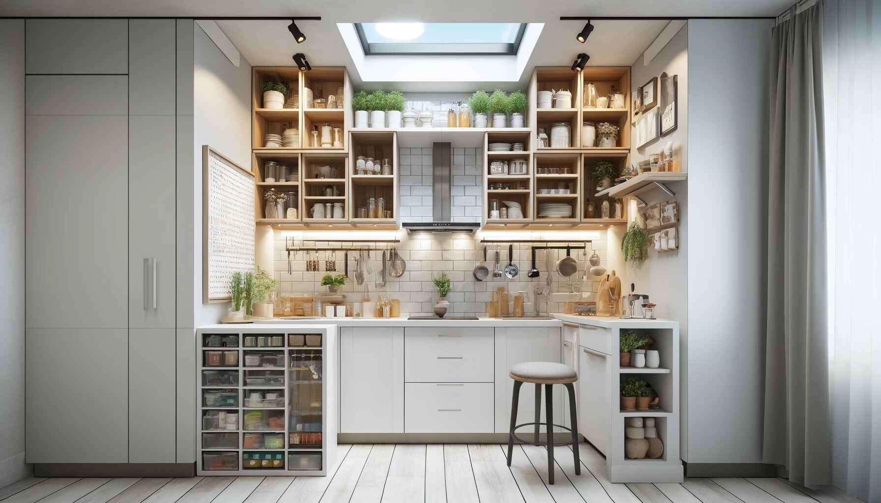 ompact yet stylish kitchen demonstrating clever décor tips for maximizing small kitchen spaces