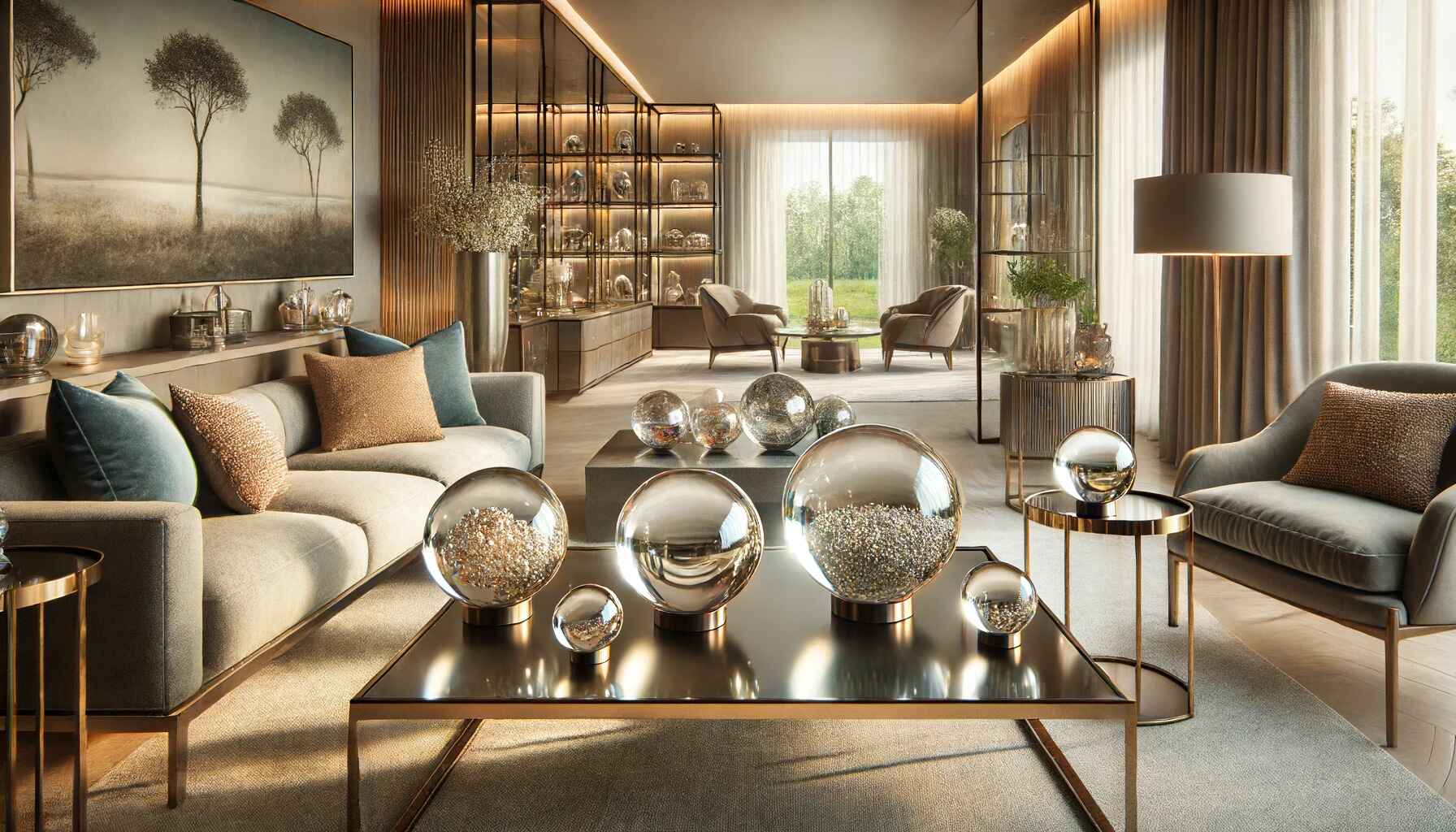 showcasing crystal spheres used for home decor.