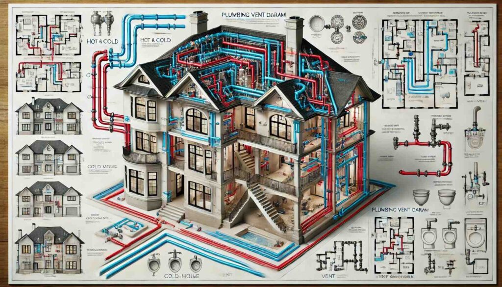 A detailed and accurate plumbing vent diagram for a luxurious home