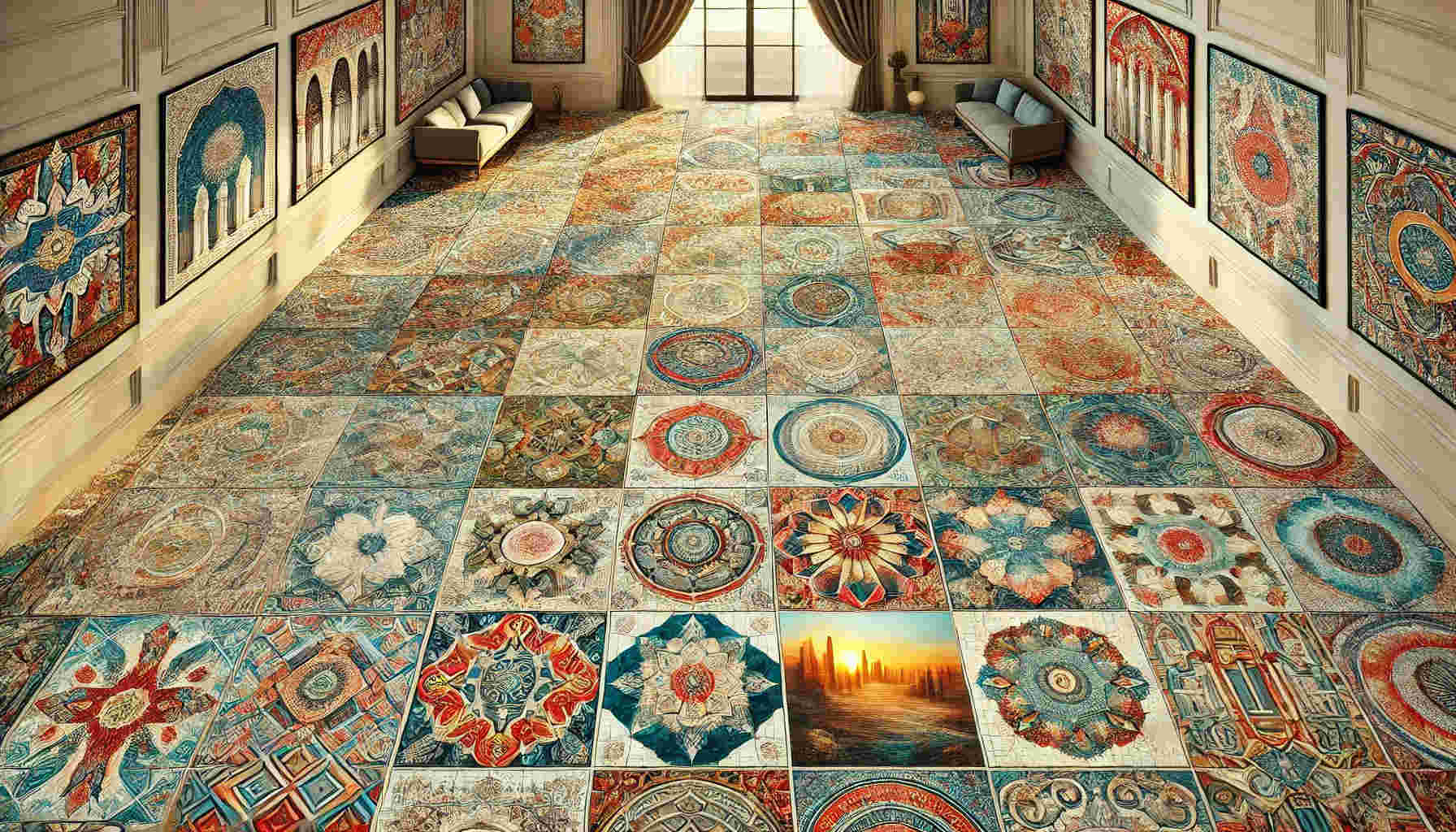 A landscape oriented image showcasing the top 20 mosaic art floor designs for house decor.