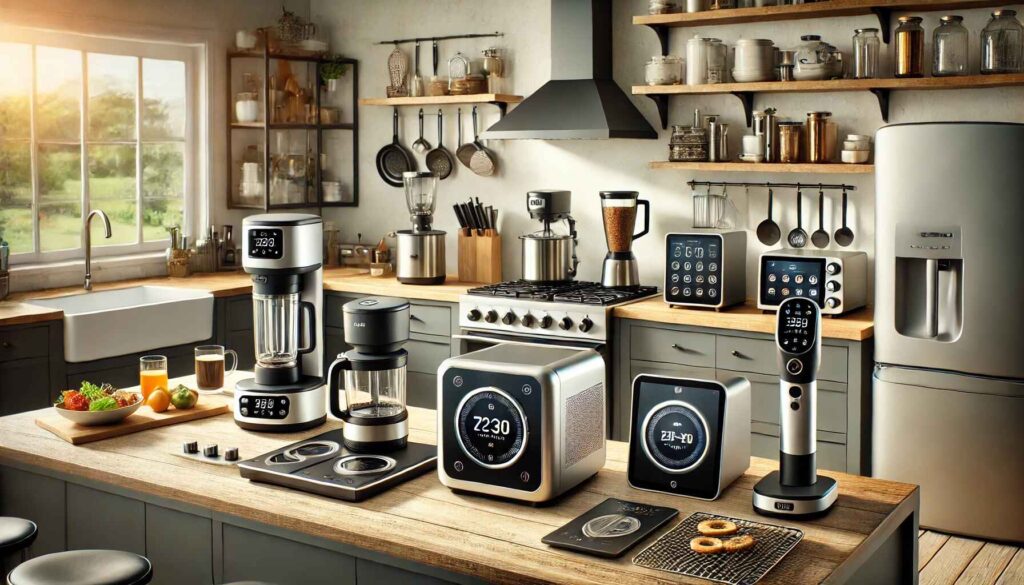 A modern, well-equipped kitchen showcasing a variety of top kitchen gadgets.