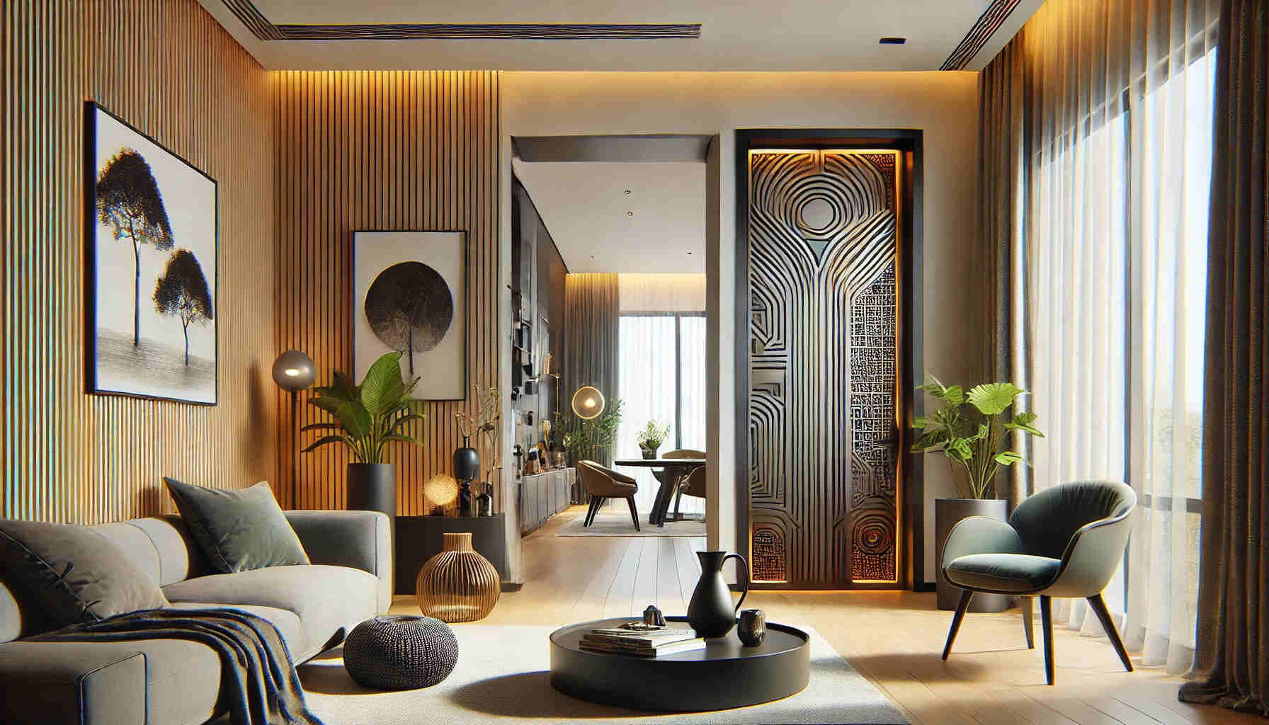 A stylish and modern home interior featuring an 'Insta Door', an innovative door design for home decor.