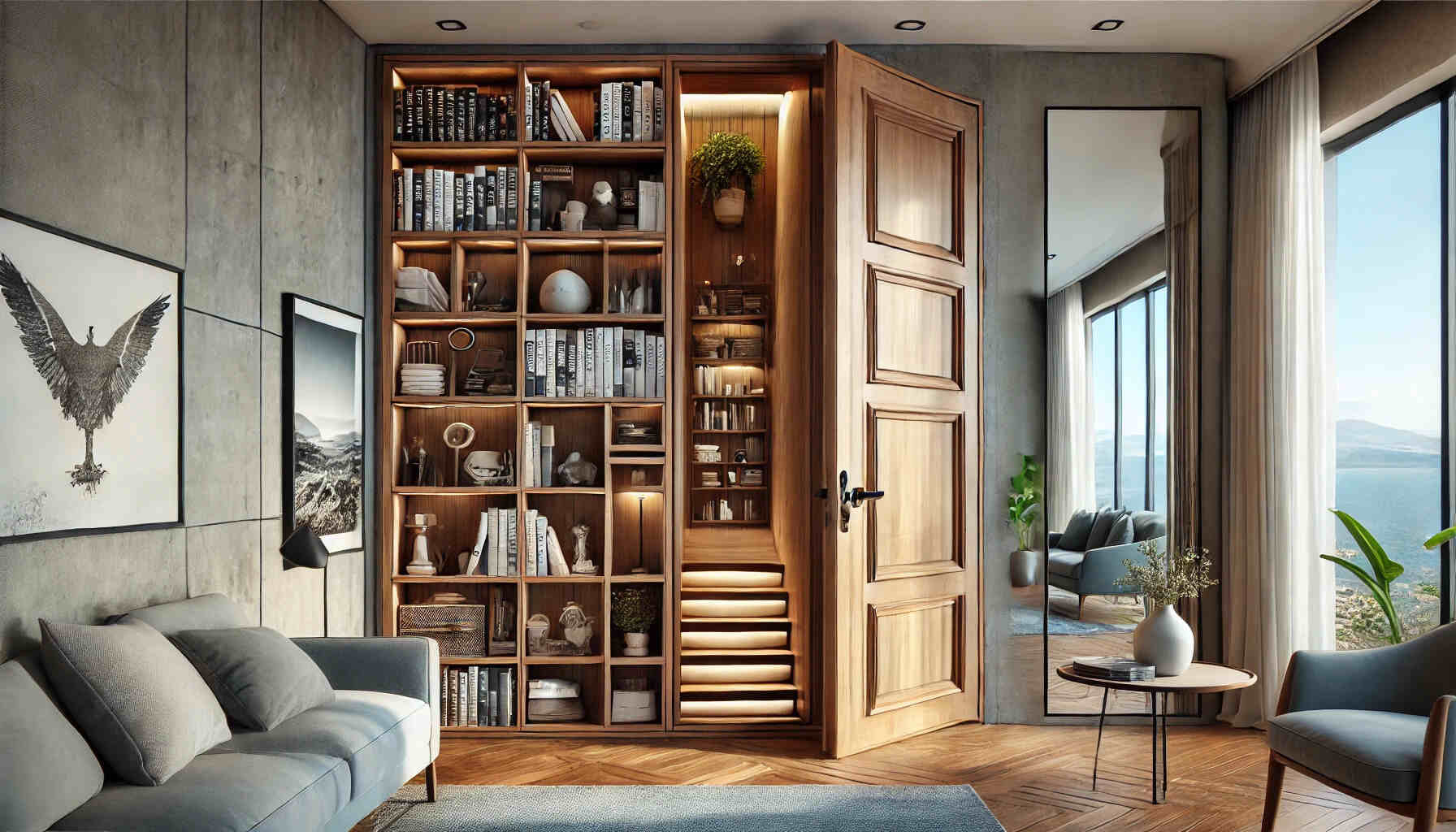 A landscape view of hidden door ideas for home decor, featuring creative designs.