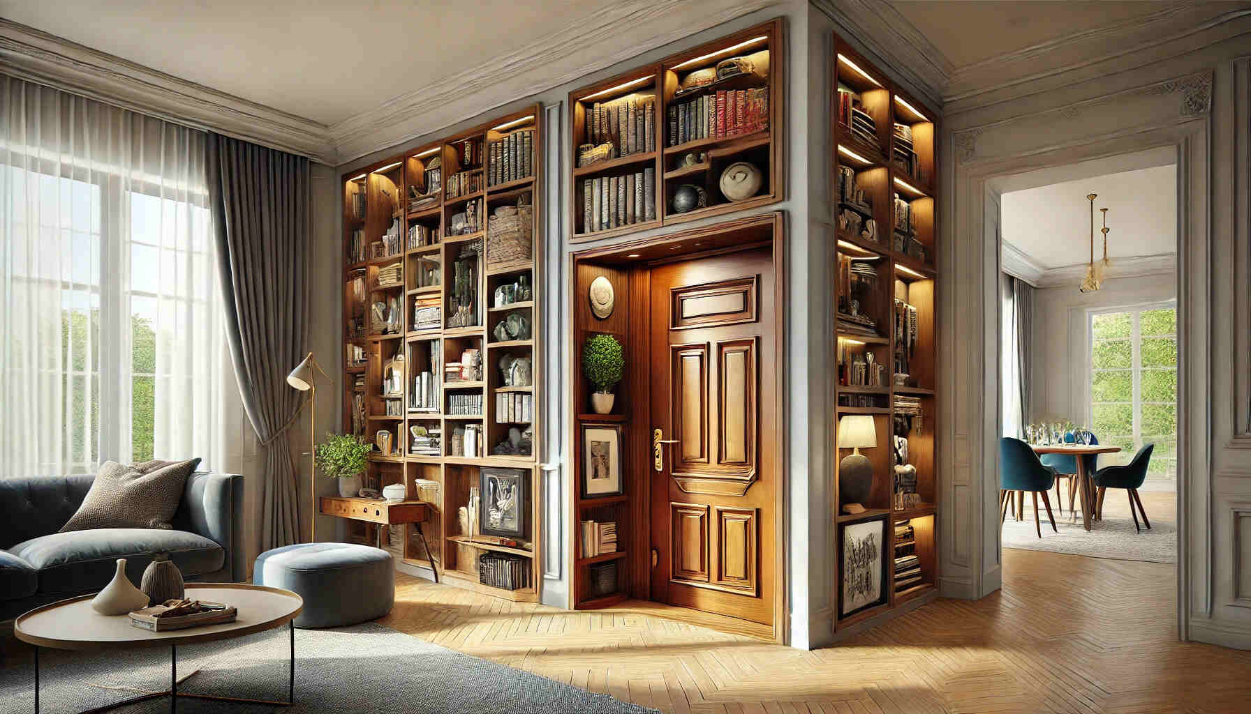 A landscape view of secret door ideas for home decor, featuring various creative designs.