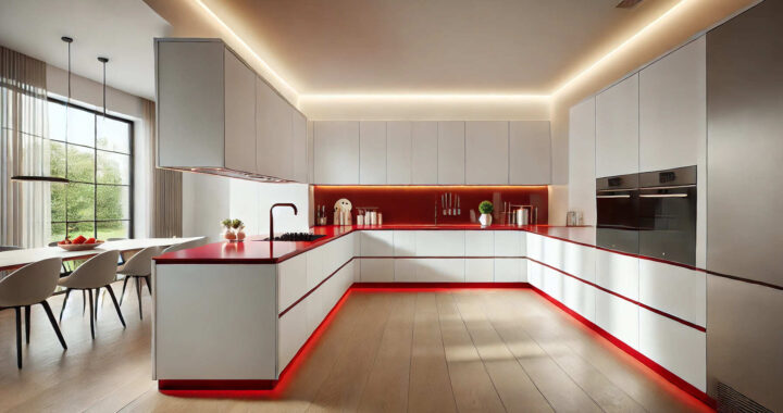 White Cabinets with Red Corian: A Bold Choice for Modern Kitchens